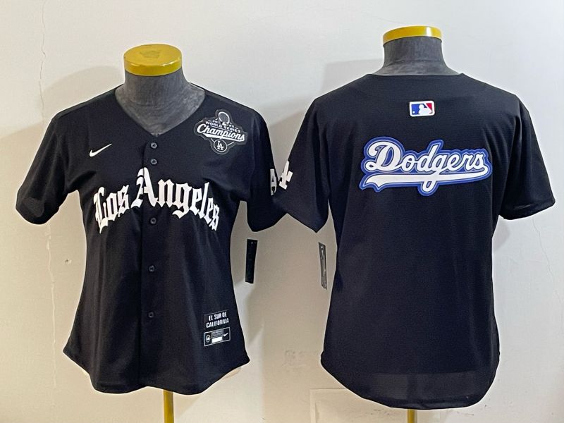 Women 2026 Los Angeles Dodgers Blank Black Game Nike MLB Jersey style 0019